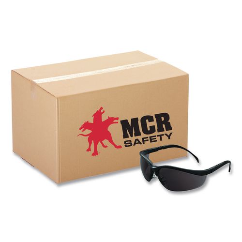 MCR Safety Klondike Safety Glasses, Matte Black Half Frame, Gray Dual Lens, 12/Box