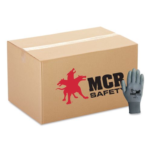 MCR Safety Ultra Tech Tactile Dexterity Work Gloves, EN388: 4131, Large, White/Gray, 12 Pairs