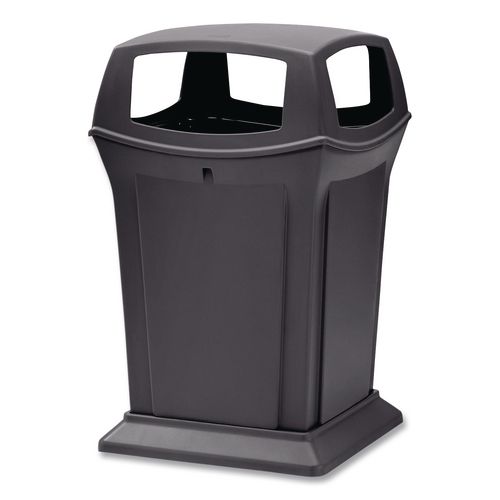 Rubbermaid Commercial Ranger Trash Can with 4-Opening Lid, 45 gal, Resin, Charcoal
