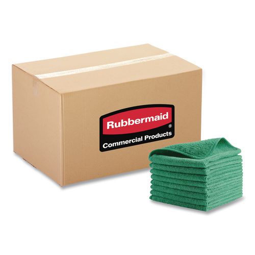 Rubbermaid Commercial Microfiber Cleaning Cloths, 12 x 12, Green, 24/Pack