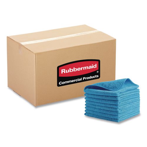 Rubbermaid Commercial Microfiber Cleaning Cloths, 16 x 16, Blue, 24/Pack