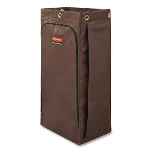 Rubbermaid Commercial Zippered Vinyl Cleaning Cart Bag for Rubbermaid Commercial 6189, 6190, 6191, 6192, 9T19, 25 gal, 17" x 10.5" x 33", Brown