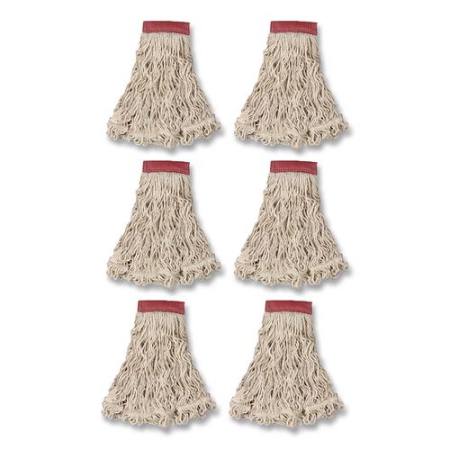 Rubbermaid Commercial Swinger Loop Wet Mop Head, Large, Cotton/Synthetic, White, 6/Carton