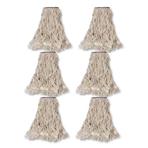 Rubbermaid Commercial Super Stitch Blend Mop Head, Cotton/Synthetic, Large, White, 6/Carton