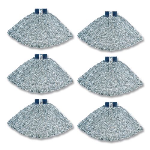 Rubbermaid Commercial Super Stitch Finish Mops, Cotton/Synthetic, Large, White, 1" Blue Headband