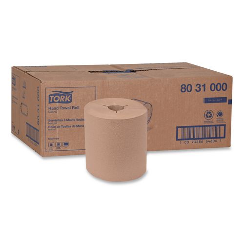 Tork Universal Hand Towel Roll, Notched, 1-Ply, 8" x 1,000 ft, Natural, 6 Rolls/Carton