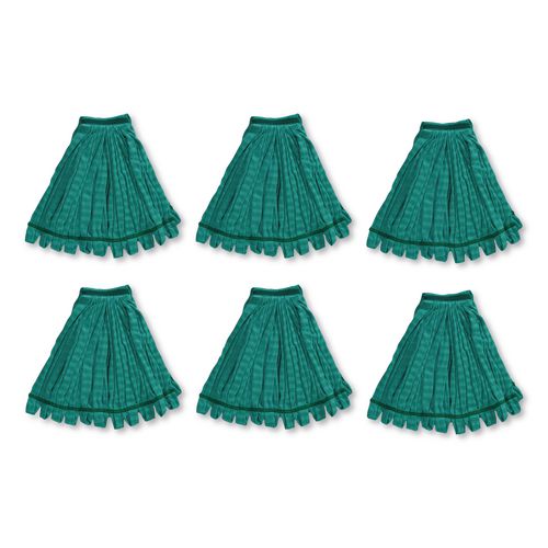 Rubbermaid Commercial Tube Mop, Microfiber, Green, Medium, 5" Green Headband, 6/Carton