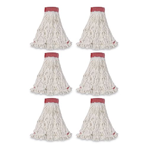 Rubbermaid Commercial Web Foot Wet Mop Head, Shrinkless, Cotton/Synthetic, Large, White, 6/Carton