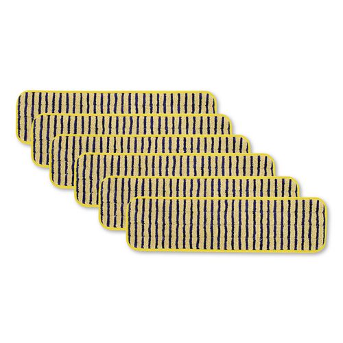 Rubbermaid Commercial Microfiber Scrubber Pad, Vertical Polyprolene Stripes, 18", Yellow, 6/Carton