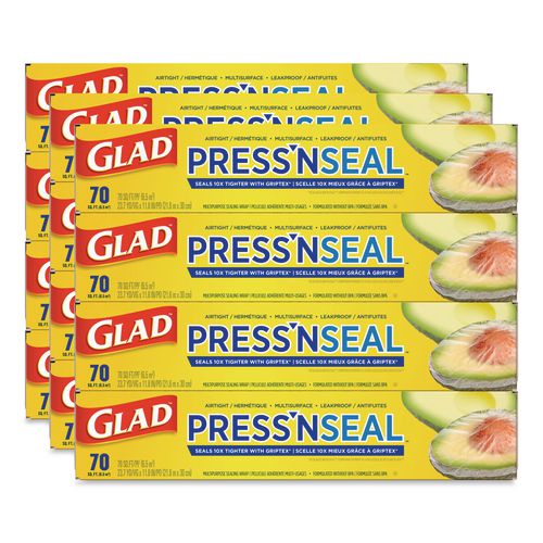 Glad Press'n Seal Food Plastic Wrap, 70 sq ft, 12/Carton