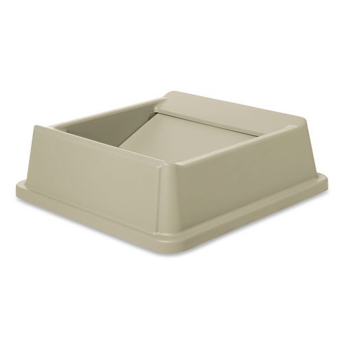 Rubbermaid Commercial Untouchable Square Swing Top Lid, Plastic, 20.13w x 20.13d x 6.25h, Beige