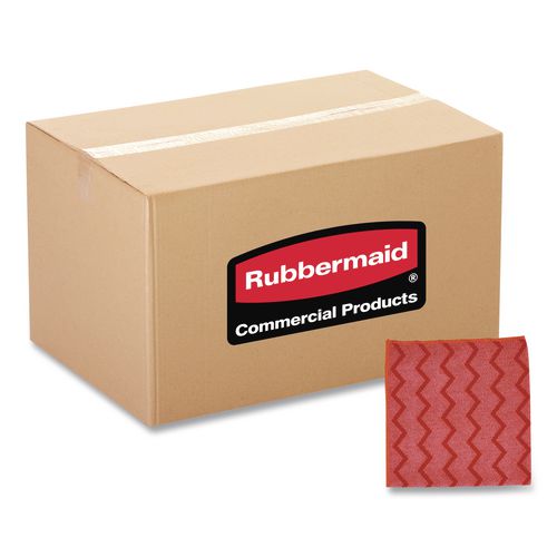 Rubbermaid Commercial HYGEN Microfiber Cleaning Cloths, 16 x 16, Red, 12/Carton