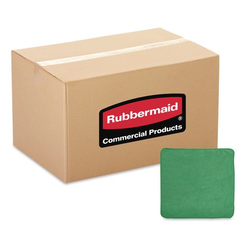 Rubbermaid Commercial Microfiber Cleaning Cloths, 16 x 16, Green, 24/Pack