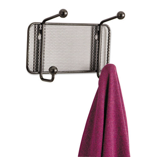 Safco Onyx Mesh Wall Racks, 2-Hook, 8.5w x 3d x 5.5h, Black