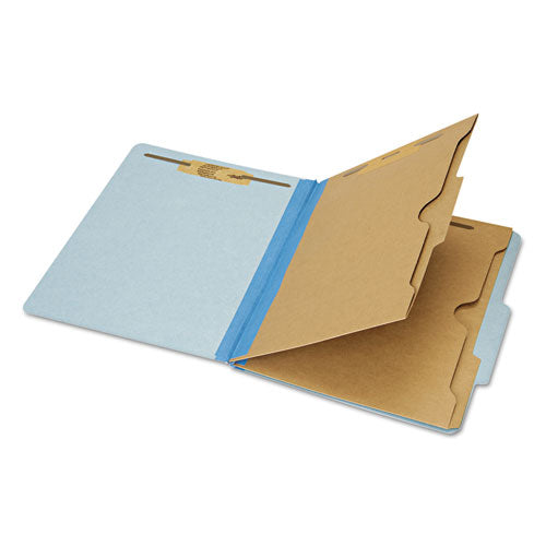 AbilityOne 7530016006984, SKILCRAFT Pocket Classification Folder, Expands 2", 2 Dividers, 6 Fasteners, Letter Size, Light Blue, 10/Box