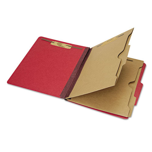 AbilityOne 7530016006972, SKILCRAFT Pocket Classification Folder, Expands 2", 2 Dividers, 6 Fasteners, Letter Size, Dark Red, 10/Box