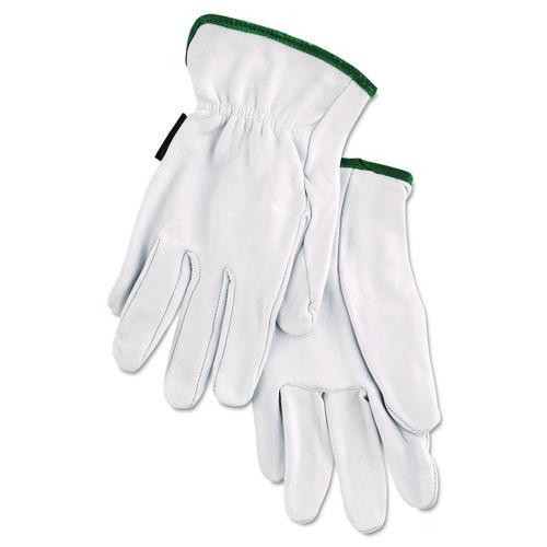 MCR Safety Grain Goatskin Driver Gloves, Gunn Cut, Straight Thumb, White, 12 Pairs