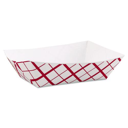 SCT Paper Food Baskets, 3 lb Capacity, 7.2 x 4.95 x 1.94, Red/White, Paper, 500/Carton