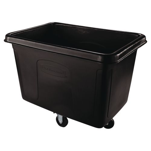 Rubbermaid Commercial Cube Truck, 105 gal, 500 lb Capacity, Plastic, Black