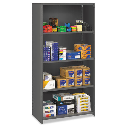 Tennsco Closed Commercial Steel Shelving, Five-Shelf, 36w x 18d x 75h, Medium Gray
