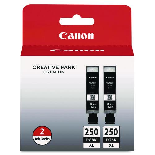Canon 6432B004 (PGI-250XL) ChromaLife100+ High-Yield Ink, 500 Page-Yield, Black, 2/Pack