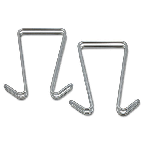 Alera Double Sided Partition Garment Hook, Steel, 0.5 x 3.38 x 4.75, Over-the-Door/Over-the-Panel Mount, Silver, 2/Pack