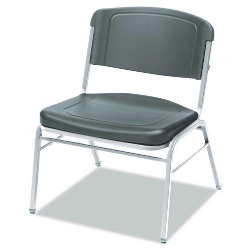 Iceberg Rough n Ready Wide-Format Big and Tall Stack Chair, Supports 500 lb, 18.5" Seat Height, Charcoal Seat/Back, Silver Base, 4/CT