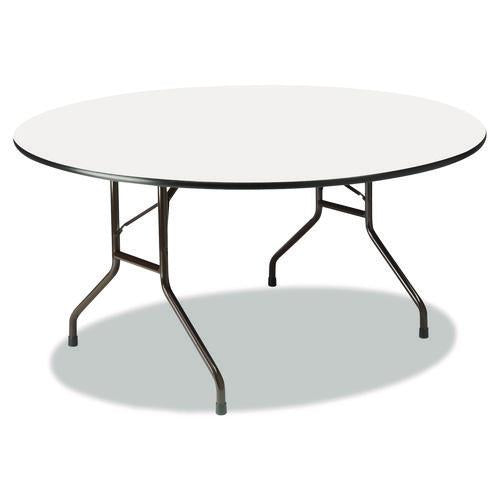 Iceberg OfficeWorks Wood Folding Table, Round, 60" x 29", Gray Top, Charcoal Base