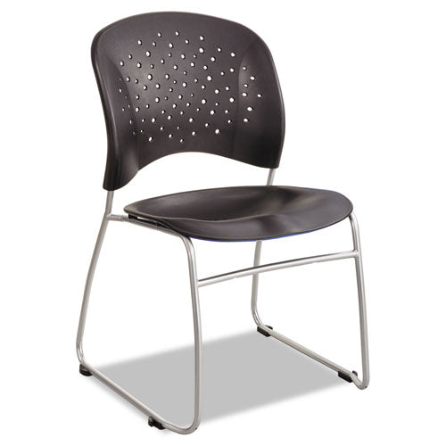 Safco Reve Guest Chair with Sled Base, 19.75" x 23.5" x 33.5", Black Seat, Black Back, Silver Base, 2/Carton