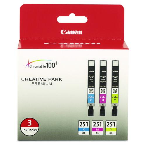 Canon 6449B009 (CLI-251XL) ChromaLife100+ High-Yield Ink, 695 Page-Yield, Cyan/Magenta/Yellow