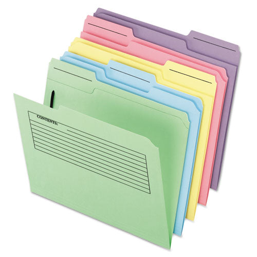 Pendaflex Printed Notes Fastener Folder, 1/3-Cut Tab: Assorted, 1 Fastener, Letter Size, Assorted, 30/Pack