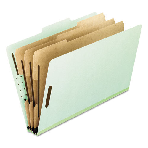 Pendaflex Eight-Section Pressboard Classification Folders, Expands 3", 3 Dividers, 8 Embedded Fasteners, Letter Size, Green, 10/Box