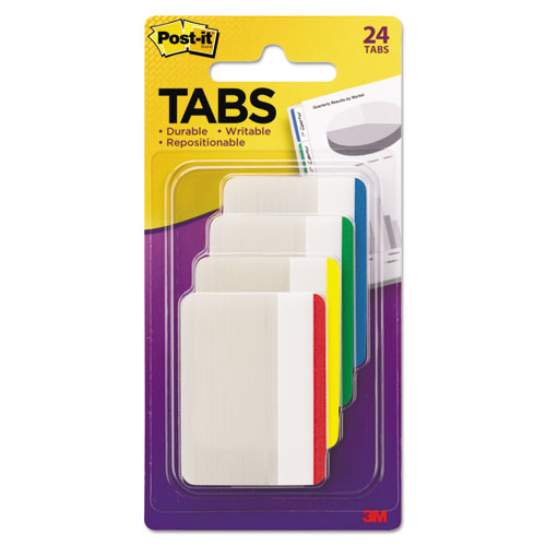 Post-it Tabs Lined Tabs, 1/5-Cut, Assorted Colors, 2" Wide, 24/Pack