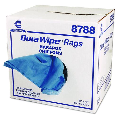 Chix DuraWipe General Purpose Towels, 1-Ply, 12 x 12, Unscented, Blue, 250/Carton