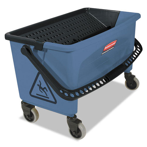 Rubbermaid Commercial Microfiber Finish Bucket, with Lid, 3 gal, Blue/Black