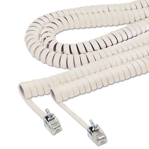 Softalk Coiled Phone Cord, Plug/Plug, 25 ft, Ivory