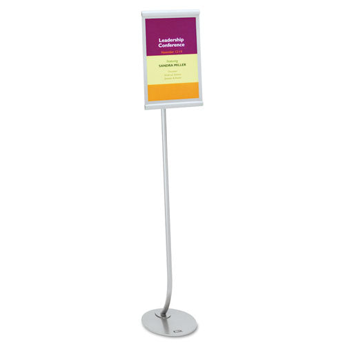 Quartet Designer Sign Stand, Silver Aluminum Frame, 11 x 17