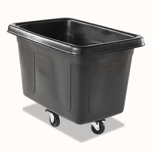 Rubbermaid Commercial Cube Truck, 59 gal, 300 lb Capacity, Plastic, Black