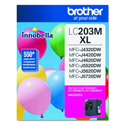 Brother LC203M Innobella High-Yield Ink, 550 Page-Yield, Magenta