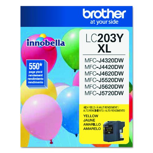 Brother LC203Y Innobella High-Yield Ink, 550 Page-Yield, Yellow