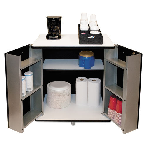 Vertiflex Refreshment Stand, Engineered Wood, 9 Shelves, 29.5" x 21" x 33", White/Black
