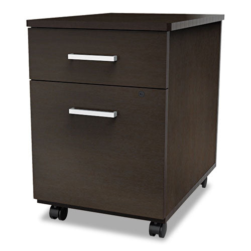 Linea Italia Trento Line Mobile Pedestal File, Left or Right, 2-Drawers: Box/File, Legal/Letter, Mocha, 16.5" x 19.75" x 23.63"