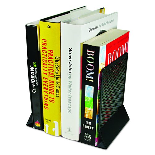 Artistic Urban Collection Punched Metal Bookends, Nonskid Base, 5.5 x 6.5 x 6.5, Perforated Steel, Black, Pair