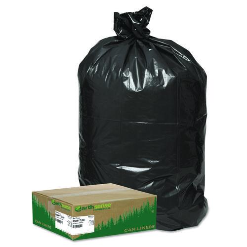 Earthsense Commercial Linear Low Density Large Trash and Yard Bags, Open-Face, 33 gal, 0.9 mil, 32.5" x 40", Black, 80/Carton