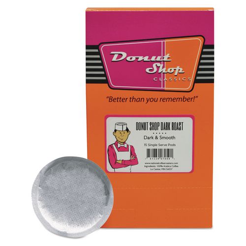 National Coffee Roasters Donut Shop Coffee Pods, Dark Roast, 15/Box