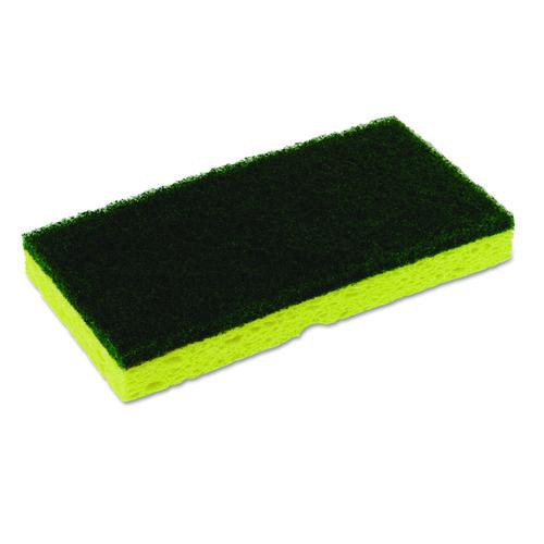 Continental Medium-Duty Scrubber Sponge, 3.13 x 6.25, 0.88" Thick, Yellow/Green, 5/Pack, 8 Packs/Carton