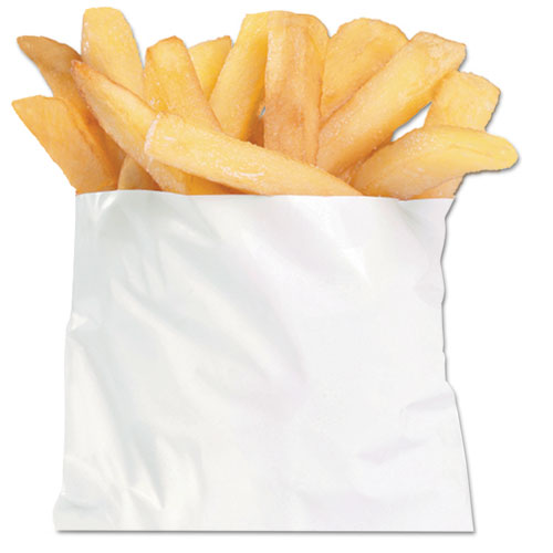 Bagcraft French Fry Bags, 4.5" x 4.5", White, 2,000/Carton