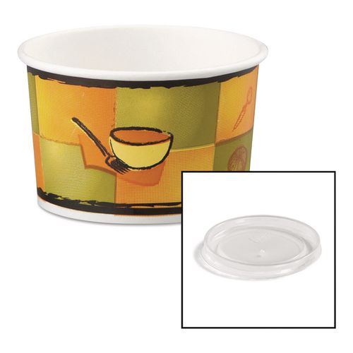 Chinet Streetside Paper Food Container with Plastic Lid, Streetside Design, 8 oz to 10 oz, 250/Carton