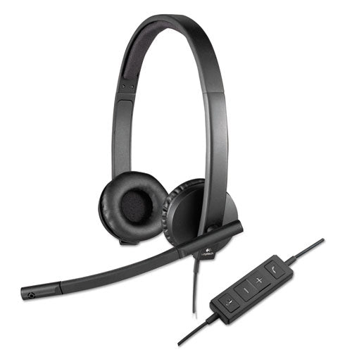 Logitech H570e Binaural Over The Head Wired Headset, Black