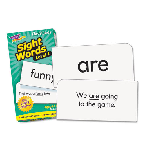 TREND Skill Drill Flash Cards, Sight Words Level 1, Grades 1 to 3, 3" x 6", Black and White, 96/Set